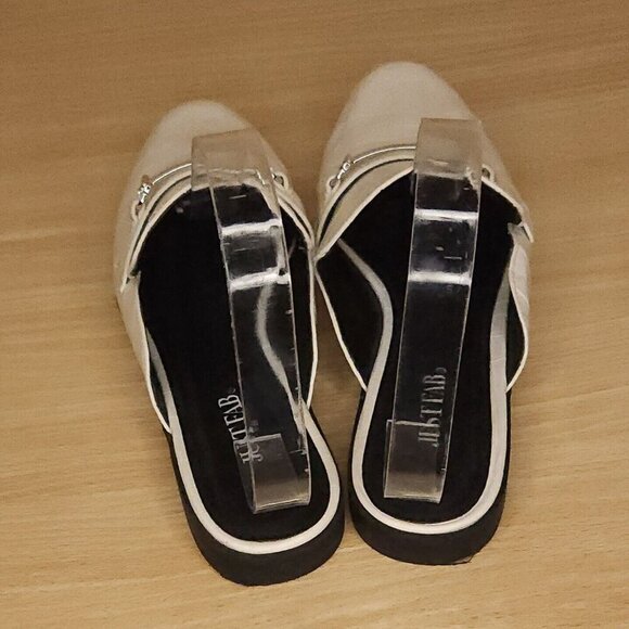 Just Fab White Faux Crocodile Slip On Mules 7 1/2 - Picture 3 of 6